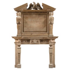 18 Century Carved Pine Palladian Overmantle Fireplace