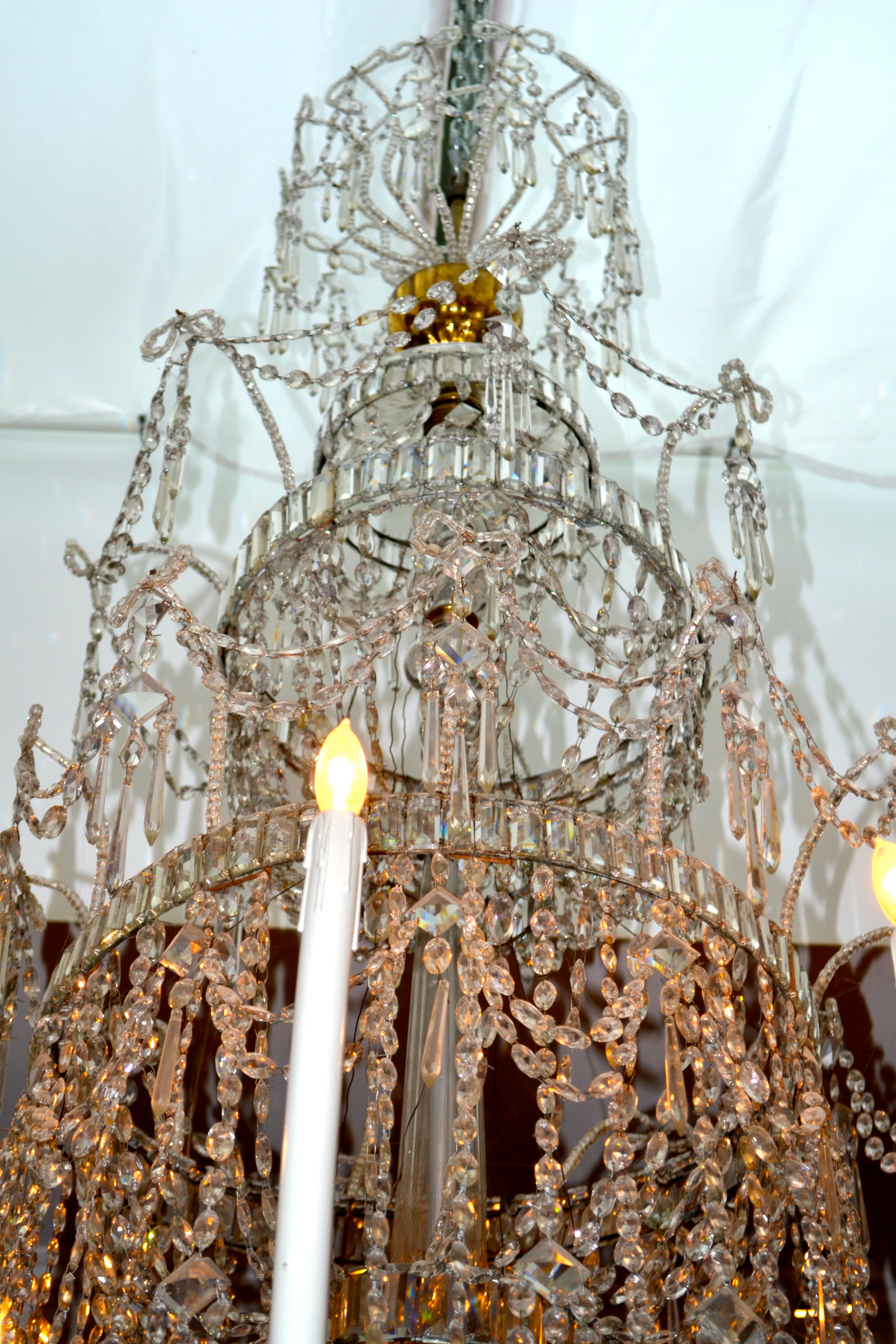 18th Century Crystal Chandelier from the Royal Crystal Manufacturer La Granja For Sale 1