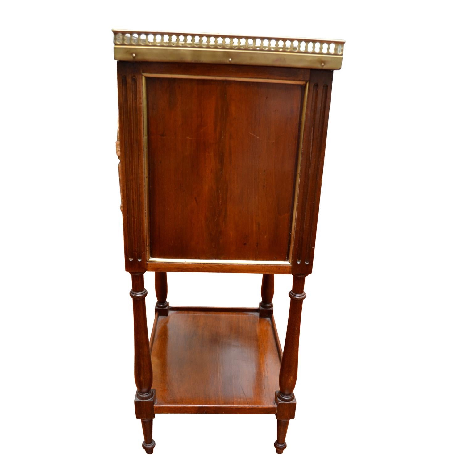 Hand-Crafted 18th Century Louis XVI Mahogany Night Table with a White Marble Top