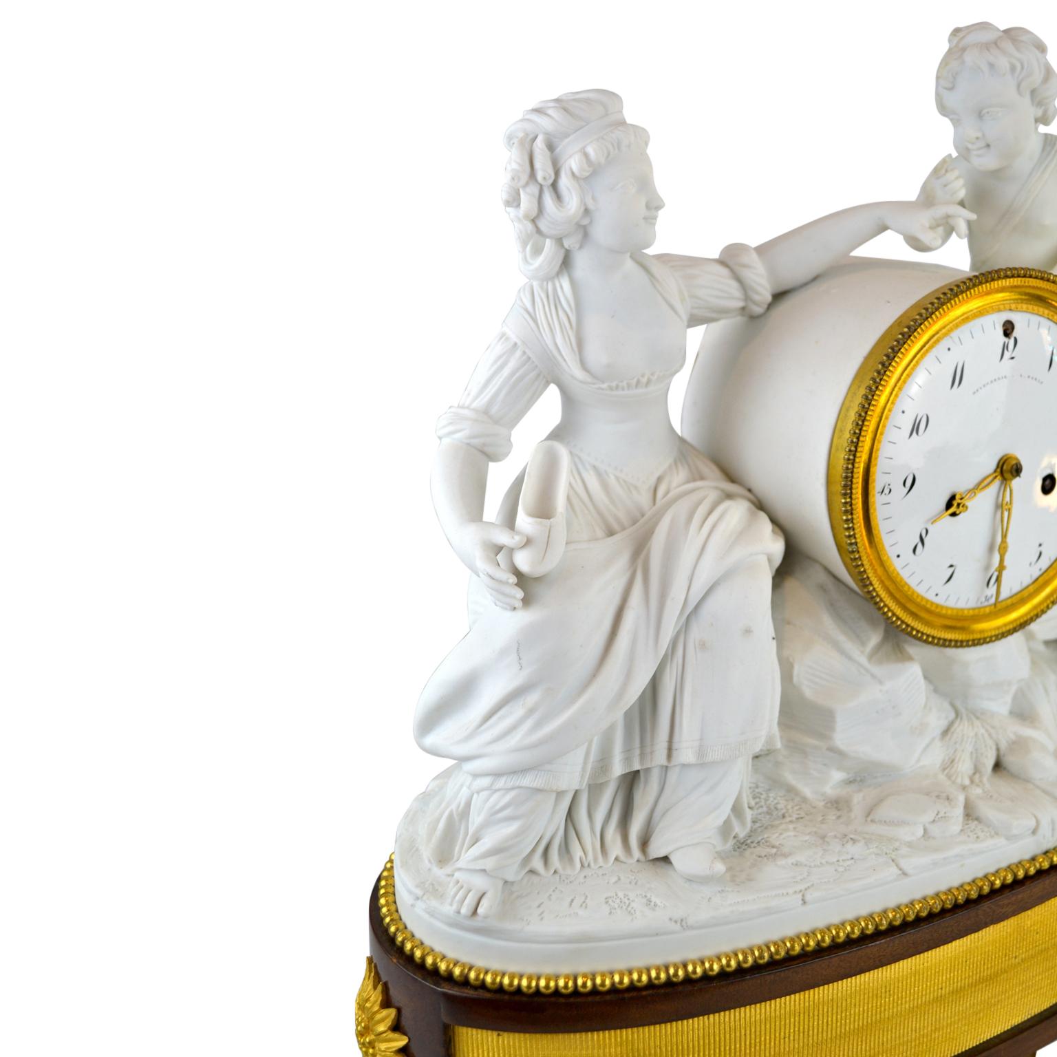 18th Century Louis XVI Period Figurative Bisque Clock For Sale 1