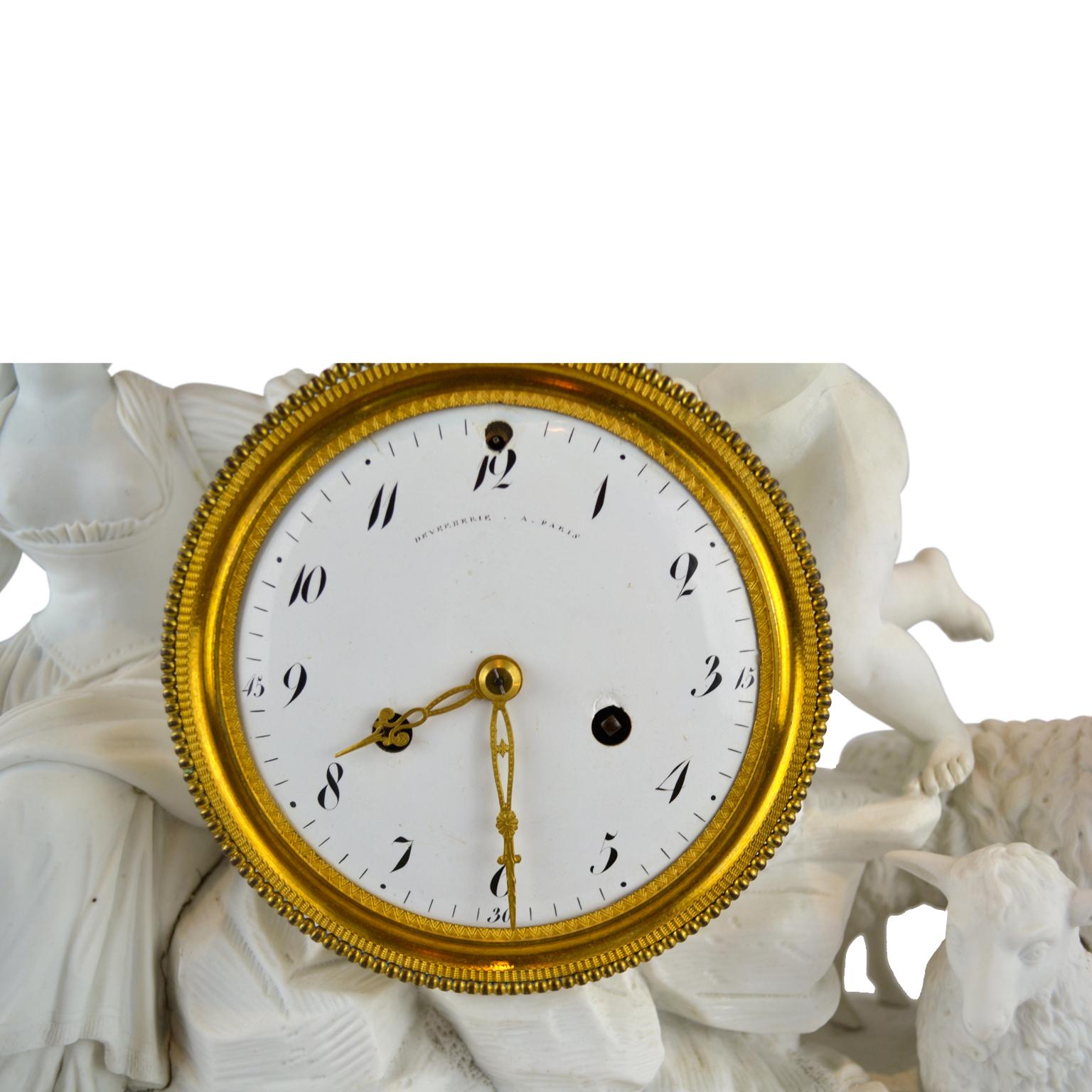 18th Century Louis XVI Period Figurative Bisque Clock For Sale 3