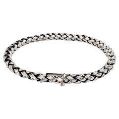 Bracciale in oro bianco 18 carati con intreccio a paglia, italiano, 1960 circa, unisex, 41 g