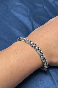 18kt White Gold Thatched Bracelet, Italian, Circa 1960, Unisex, 41g