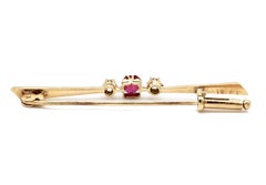 18 Kt Yellow Gold Diamond and Ruby Tie Pin