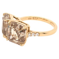 bague en or jaune 18 carats:: diamant naturel de couleur brun jaunâtre et diamant