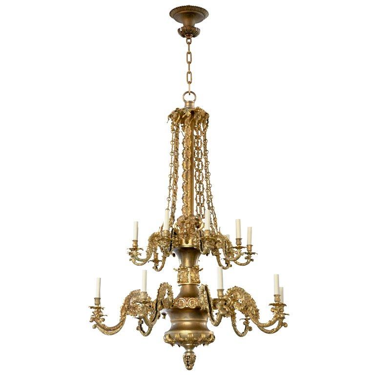 An 18light gilt brass chandelier For Sale at 1stDibs