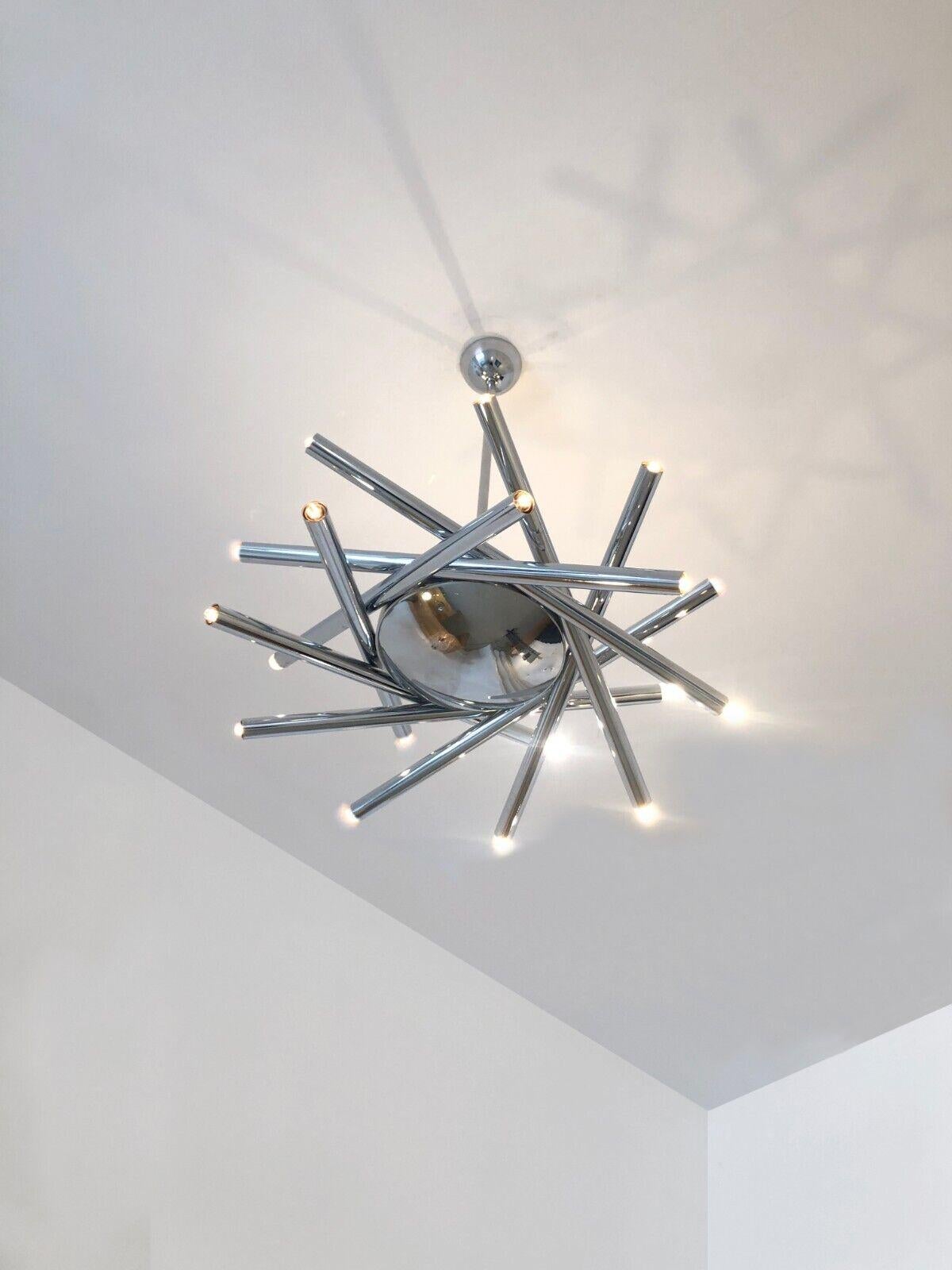 Italian A 18-Lights RADICAL SPACE-AGE POST-MODERN CEILING FIXTURE by STILNOVO Italy 1970 For Sale