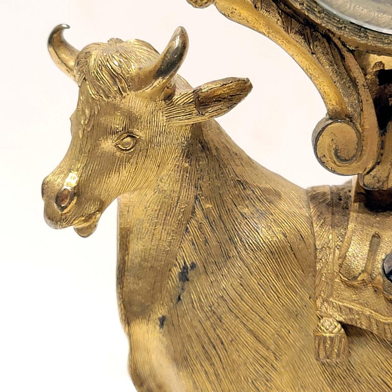 Louis XVI 18thC. Gilt Bronze Mantel Clock with a Bull