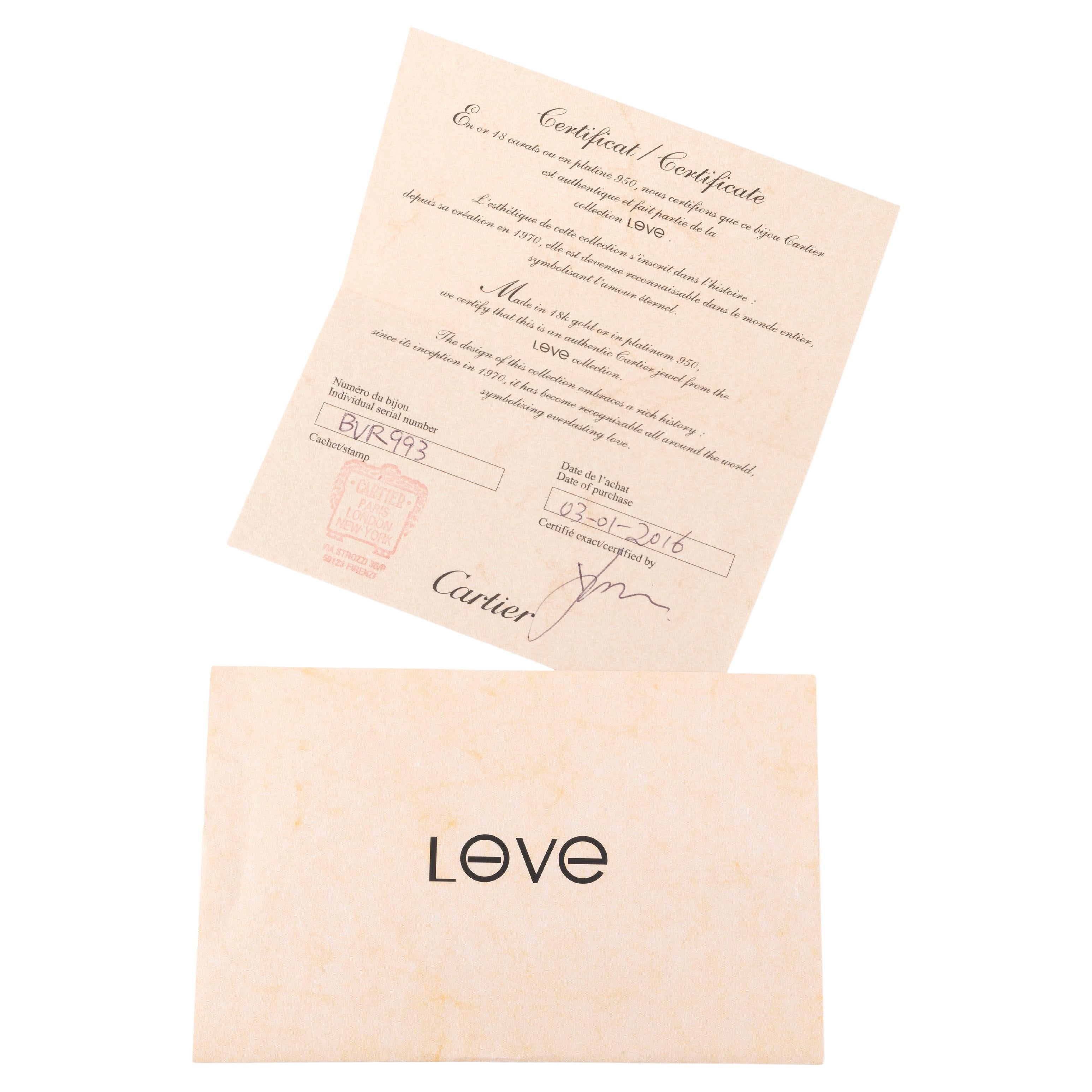 Anillo de amor de oro de 18 ct de Cartier en venta 2