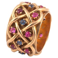 18ct Gold Sapphire and Ruby Set Band Ring