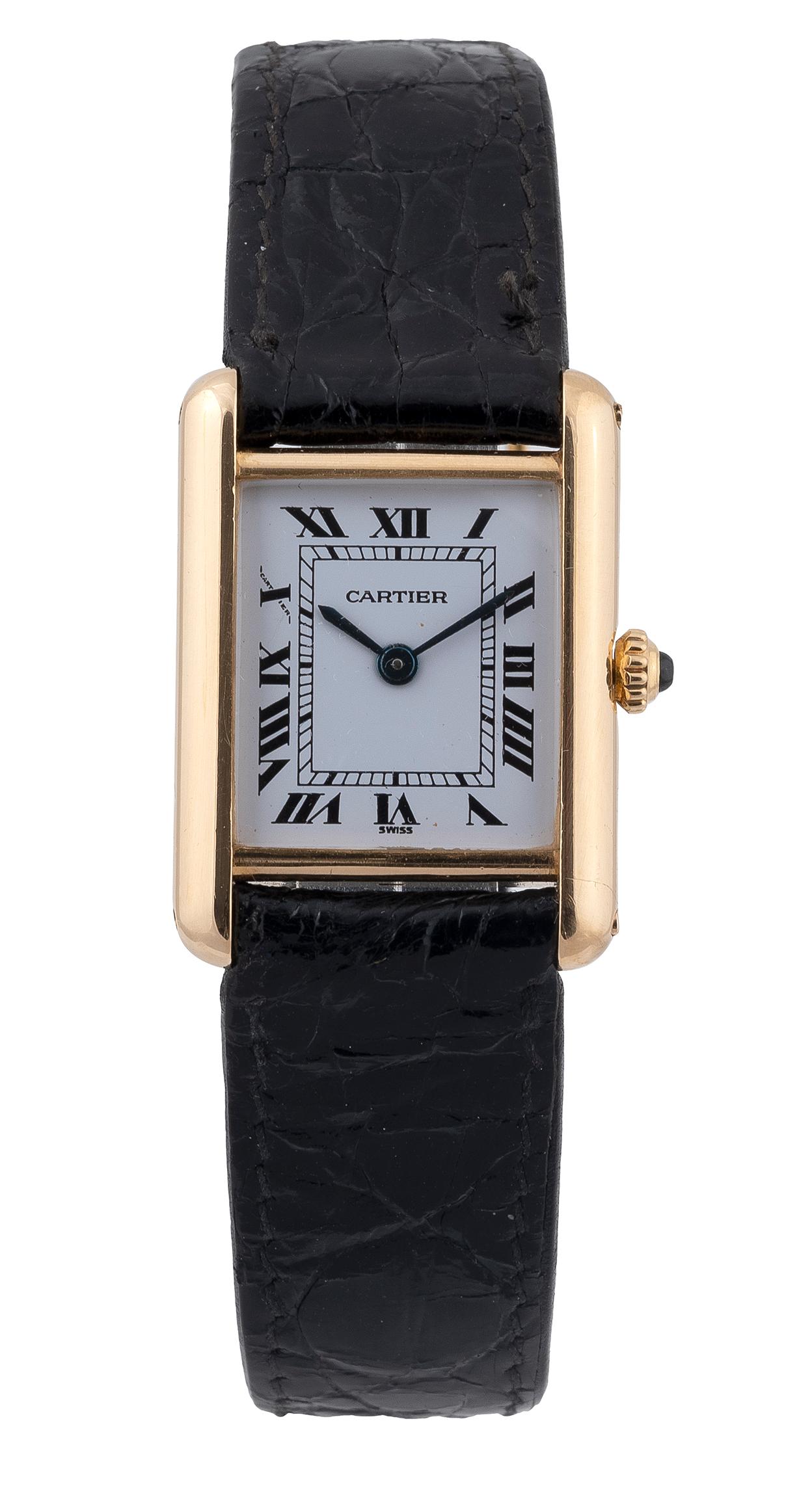 18 Carat Gold Tank Louis Cartier Wristwatch, by Cartier In Excellent Condition In Firenze, IT