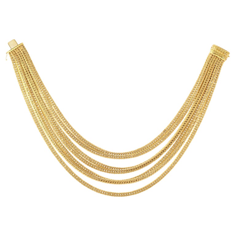 18k Gold 7 Row Necklace by UnoAErre For Sale at 1stDibs