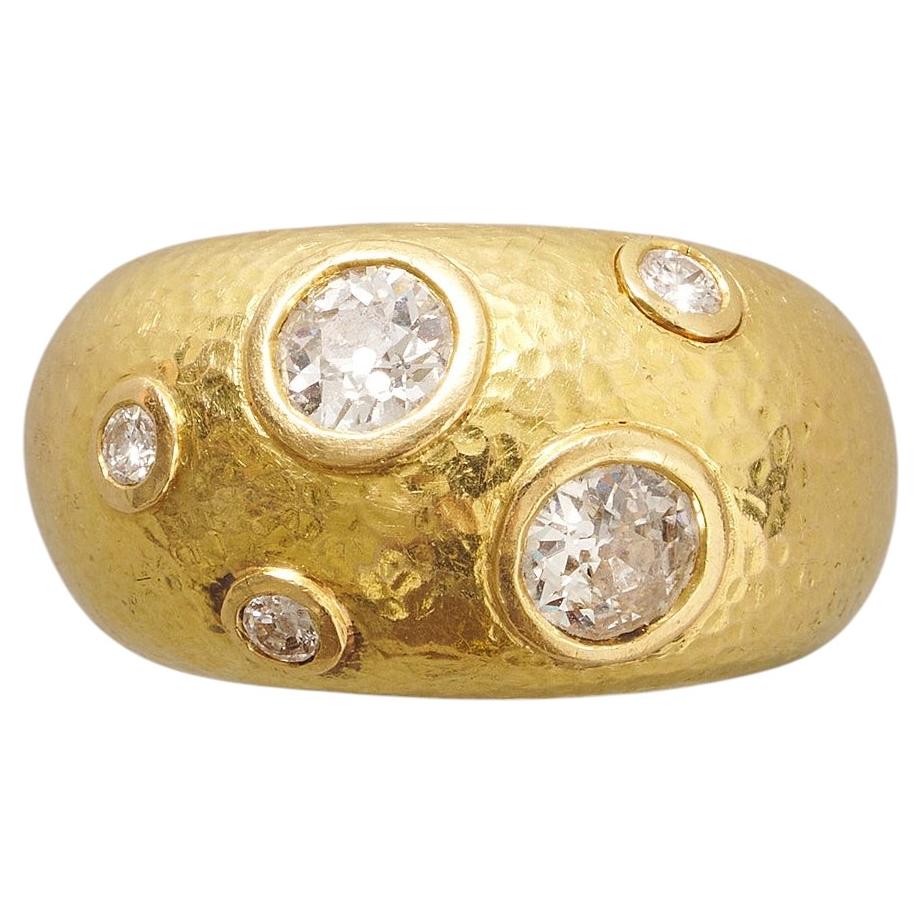 An 18k Gold and Diamond Dome Ring For Sale