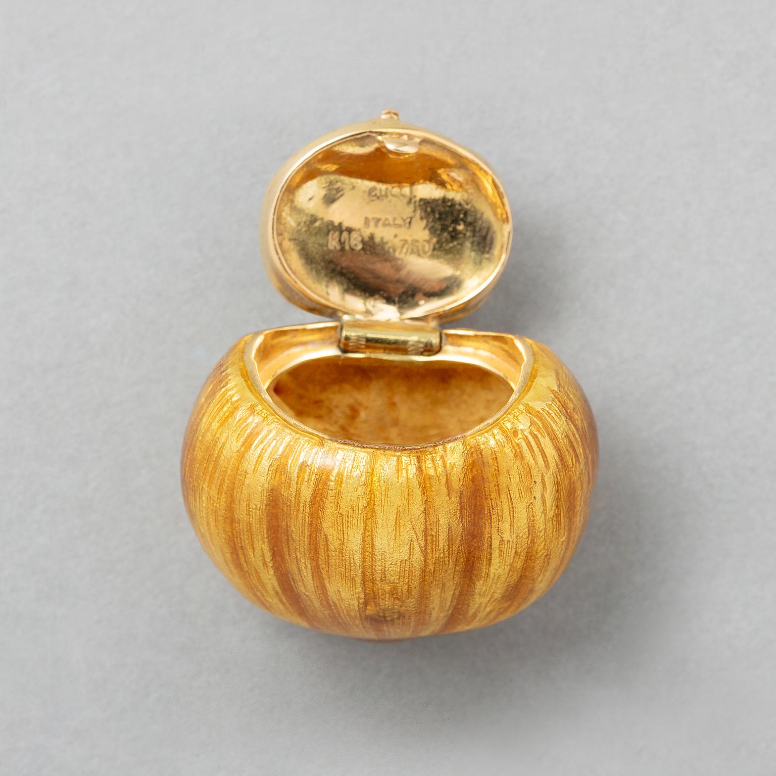 An 18k Gold and Enamel Gucci Hazelnut Pill Box For Sale 1