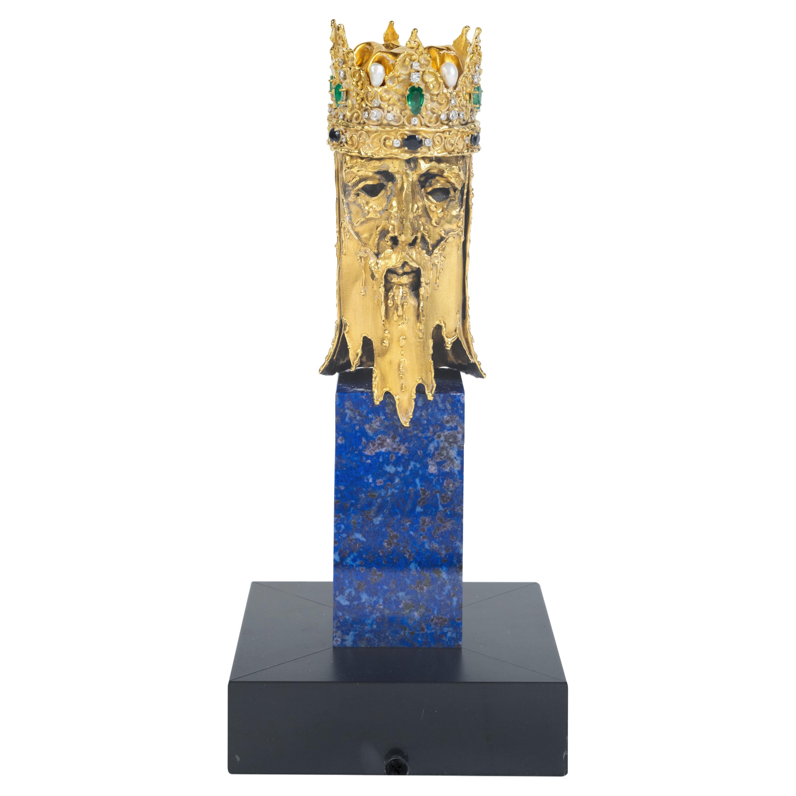 An 18K Gold and Gem Set Bust of a King, by George Weil London For Sale