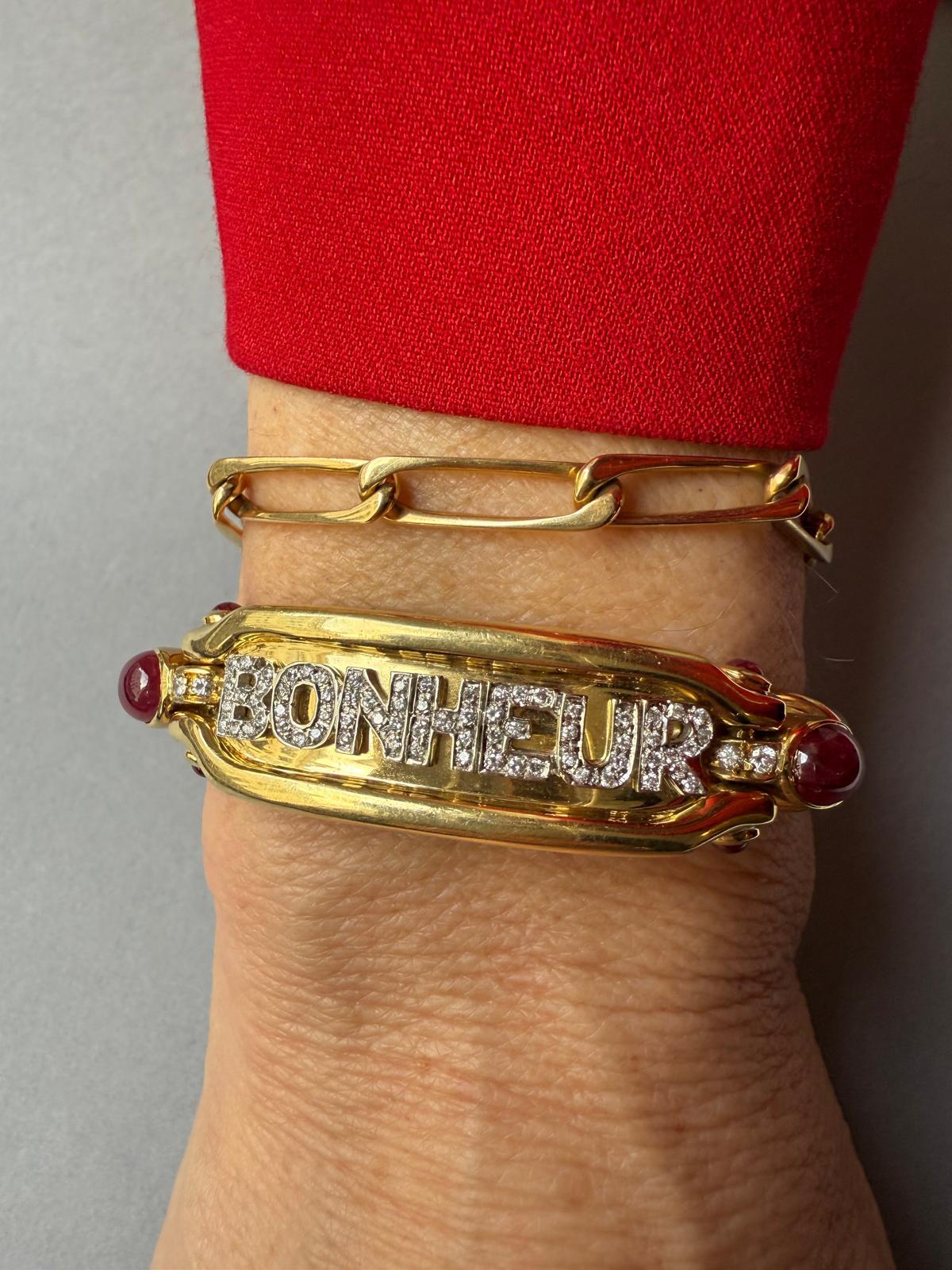 Bonheur-Armband aus 18 Karat Gold mit Diamanten und Rubinen im Angebot 6