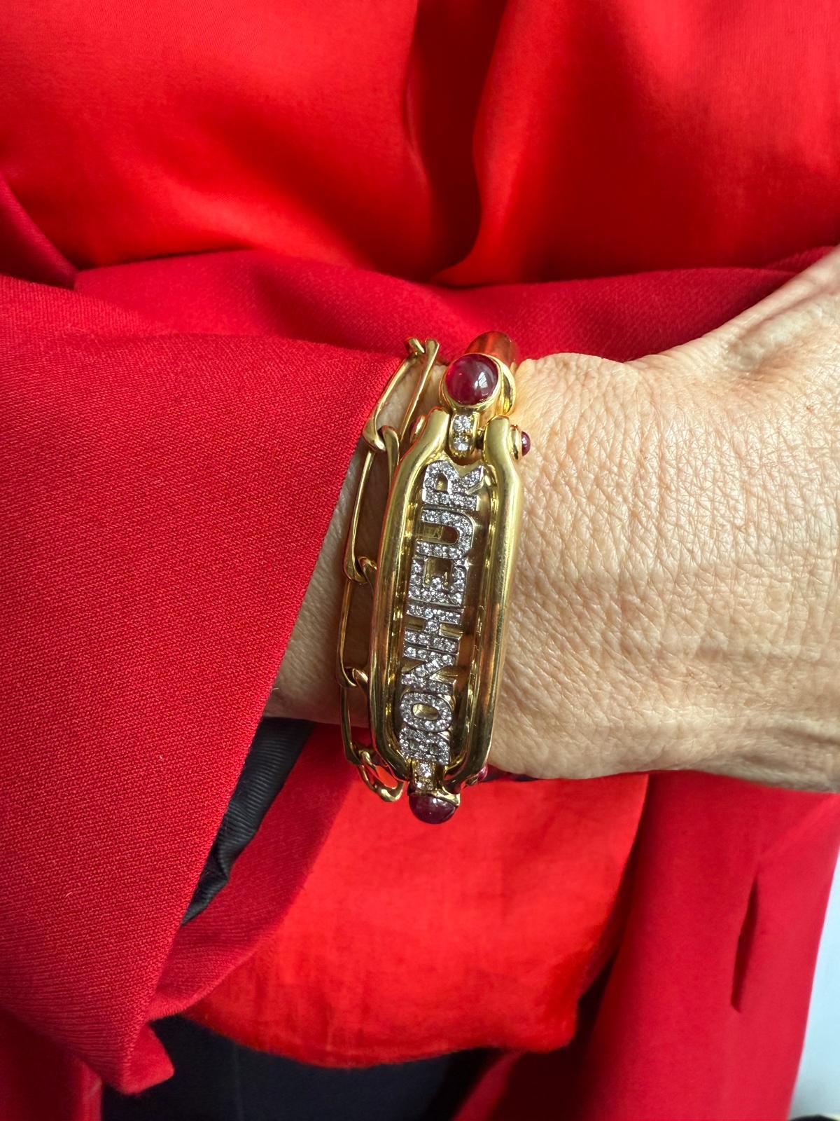 Bonheur-Armband aus 18 Karat Gold mit Diamanten und Rubinen im Angebot 4