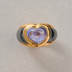 Bague Bulgari en or 18 carats avec hématite et saphir