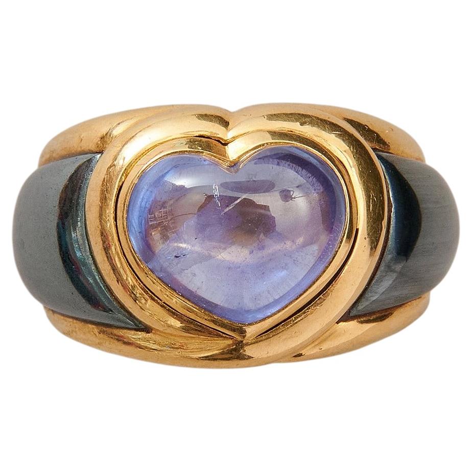 Bague Bulgari en or 18 carats avec hématite et saphir