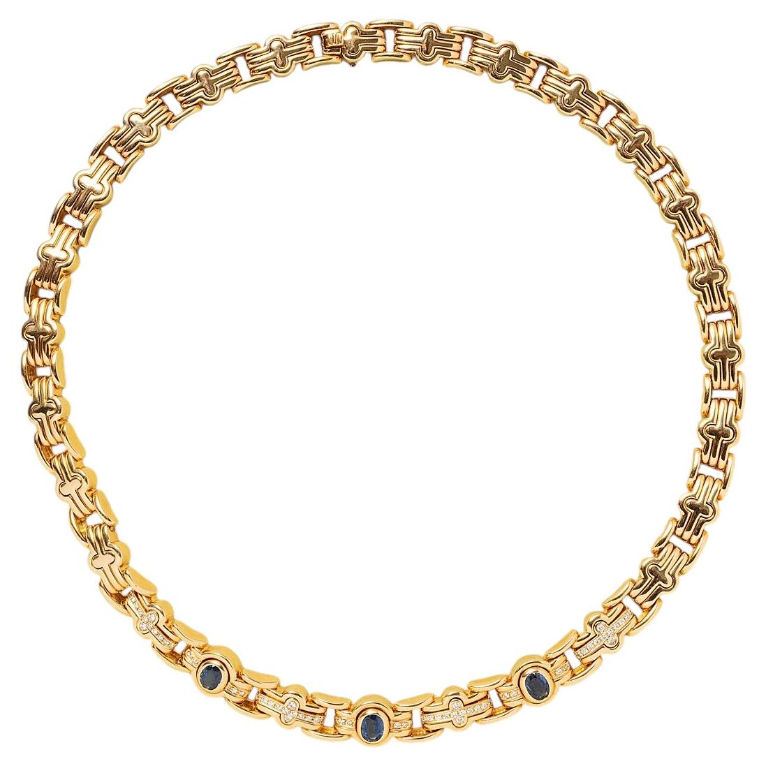 Collana Parentesi Bulgari in oro 18k con zaffiro e diamante in vendita