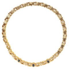 An 18k Gold Bulgari Parentesi Necklace with Sapphire and Diamond