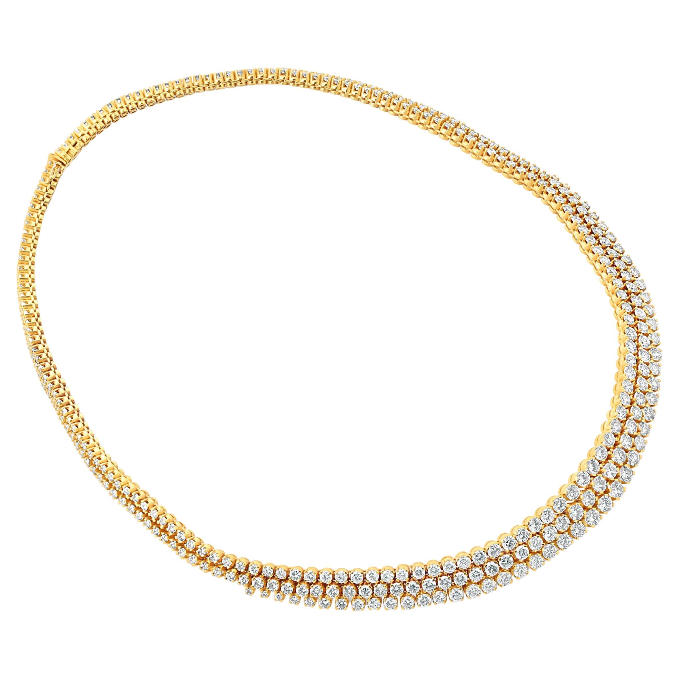Jose Hess Diamond Gold Ribbon Necklace at 1stDibs