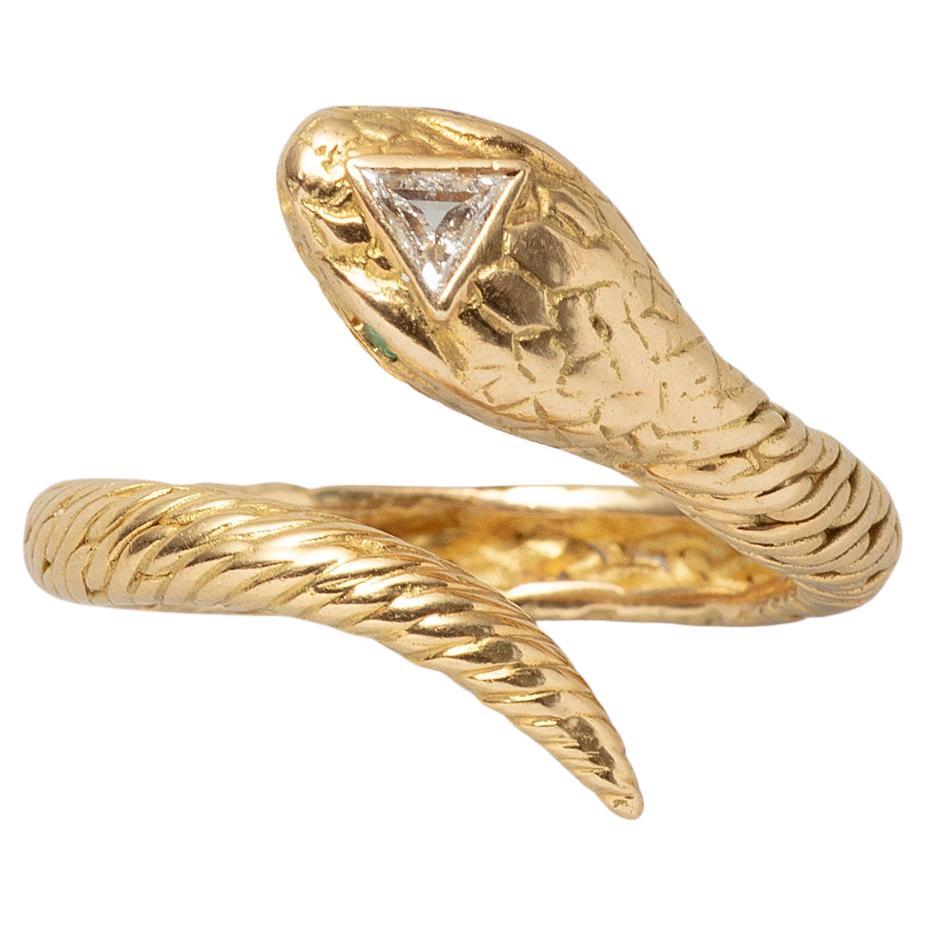 Bague serpent en or français 18k avec diamants