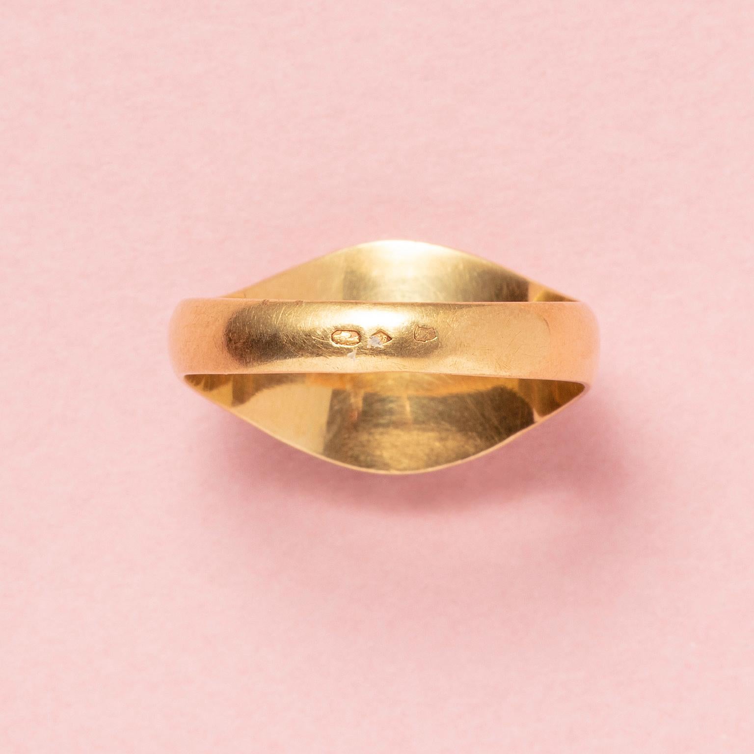 Un anello con sigillo francese in oro 18 ct. con allori In condizioni buone in vendita a Amsterdam, NL
