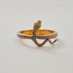 An 18k Gold French Snake Bracelet with Enamel