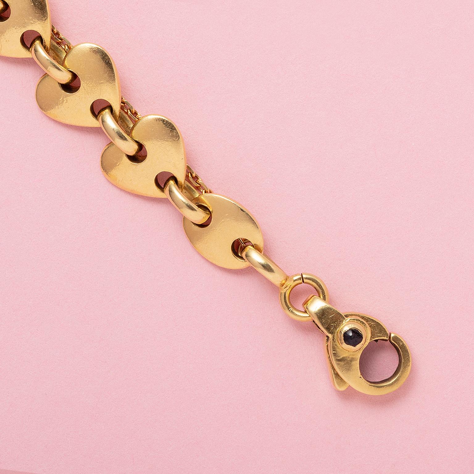 An 18k Gold Heart Link Bracelet In condizioni buone in vendita a Amsterdam, NL