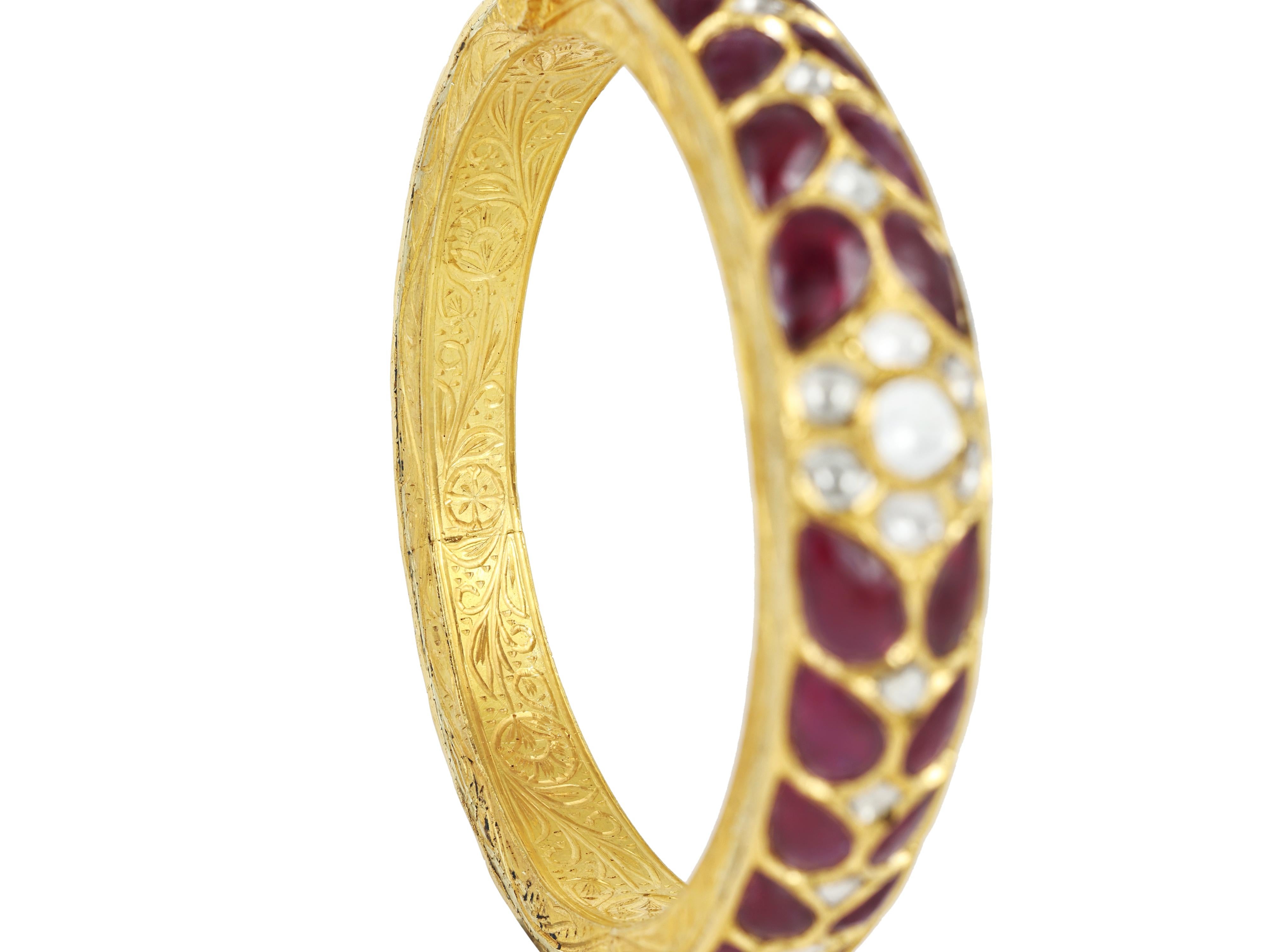 Un braccialetto polki in oro 18 carati con rubino indiano e diamante naturale in vendita 5