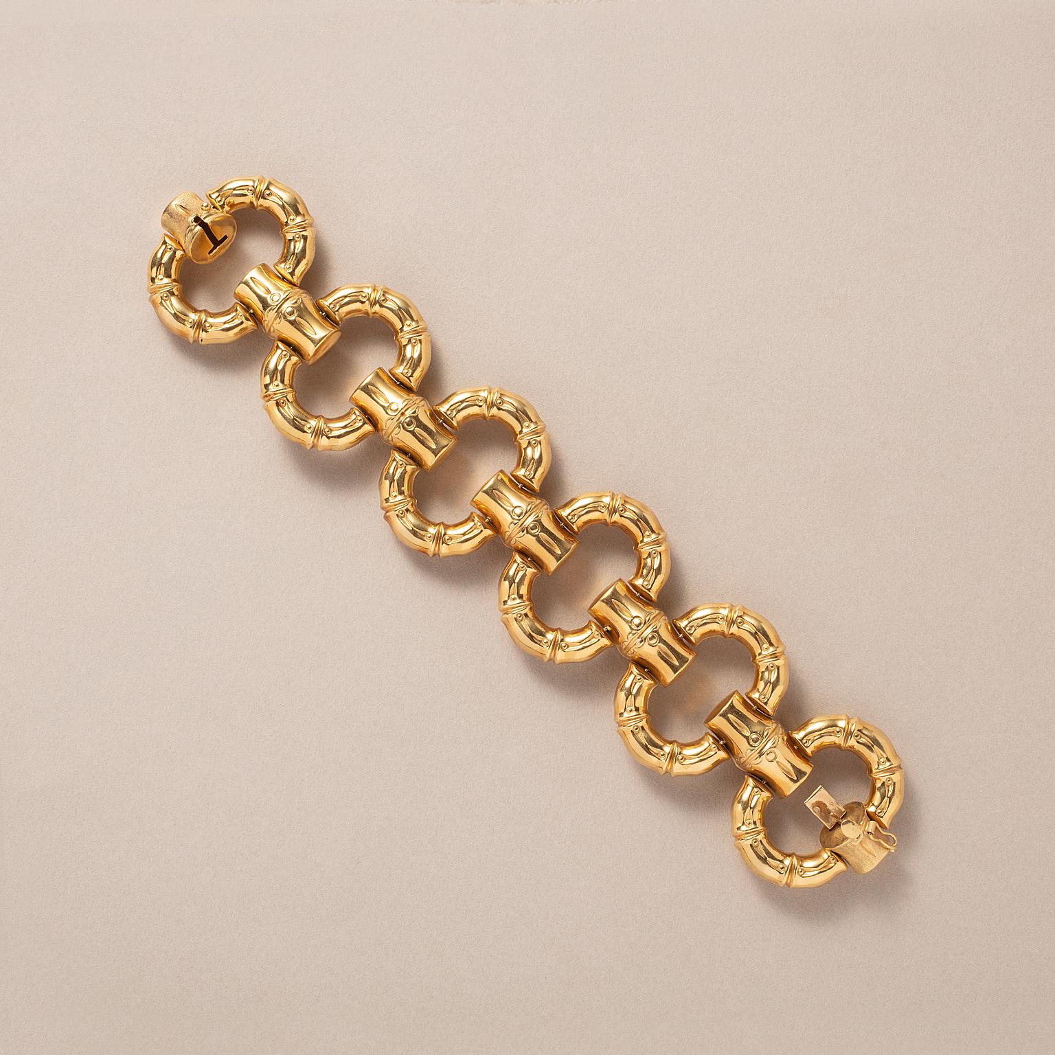 An 18k Gold Italian Bamboo Bracelet In Good Condition For Sale In Amsterdam, NL