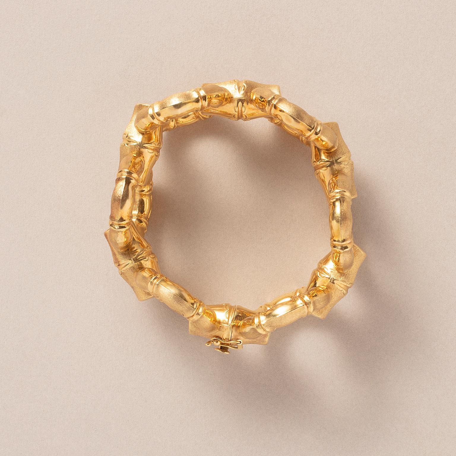 Women's or Men's An 18k Gold Italian Bamboo Bracelet For Sale