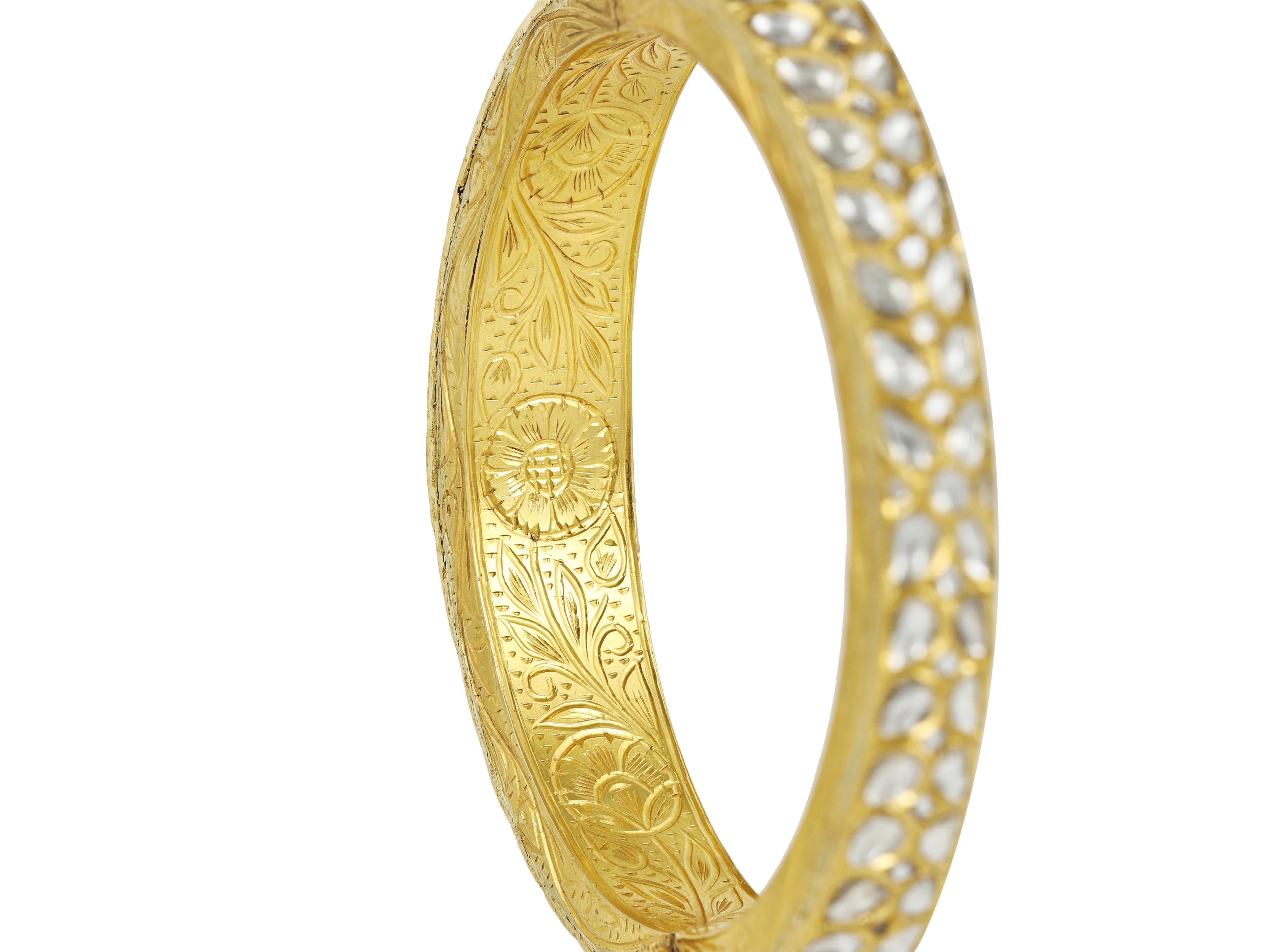 Un braccialetto polkis con diamante naturale in oro 18 carati  Gioielli del patrimonio indiano in vendita 3