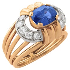 18k Gold, Sapphire & Diamond Ring