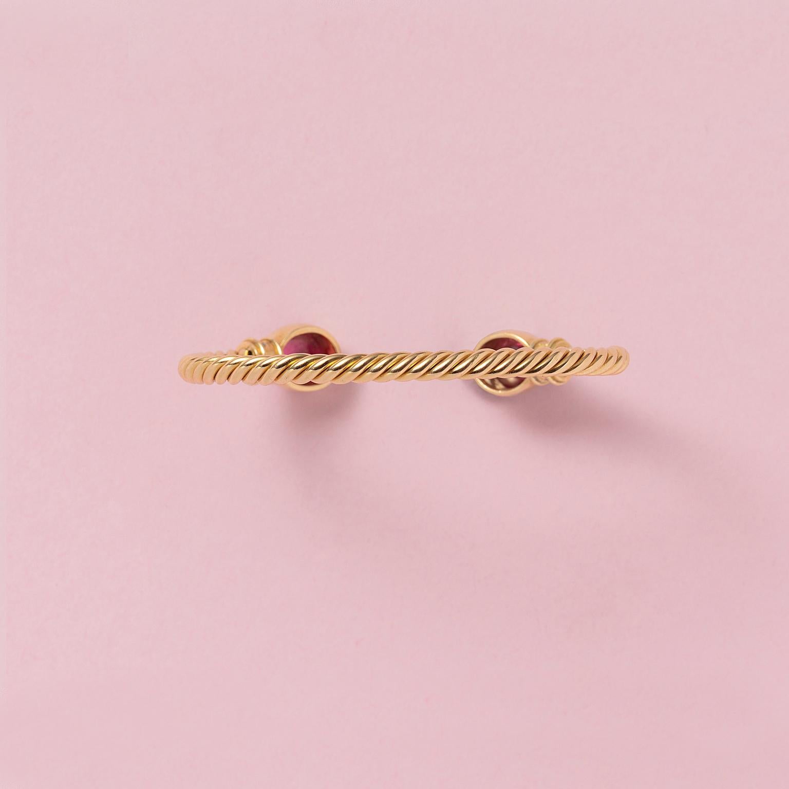 An 18k Gold Tourmaline and Diamond Bulgari bracelet In Good Condition For Sale In Amsterdam, NL