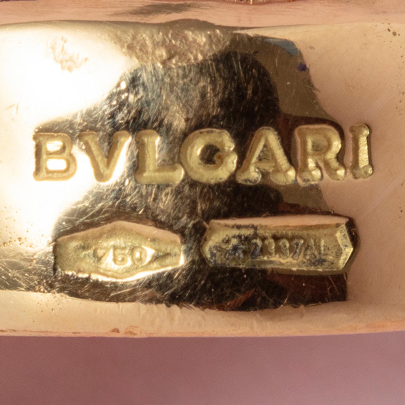 Women's or Men's An 18k Gold Tourmaline and Diamond Bulgari bracelet For Sale