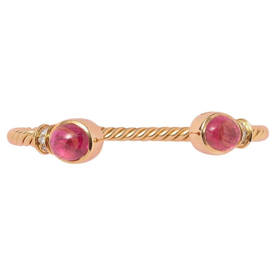 An 18k Gold Tourmaline and Diamond Bulgari bracelet For Sale