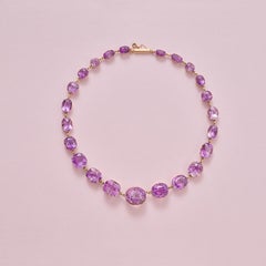 An 18k Gold Victorian Necklace with amethyst