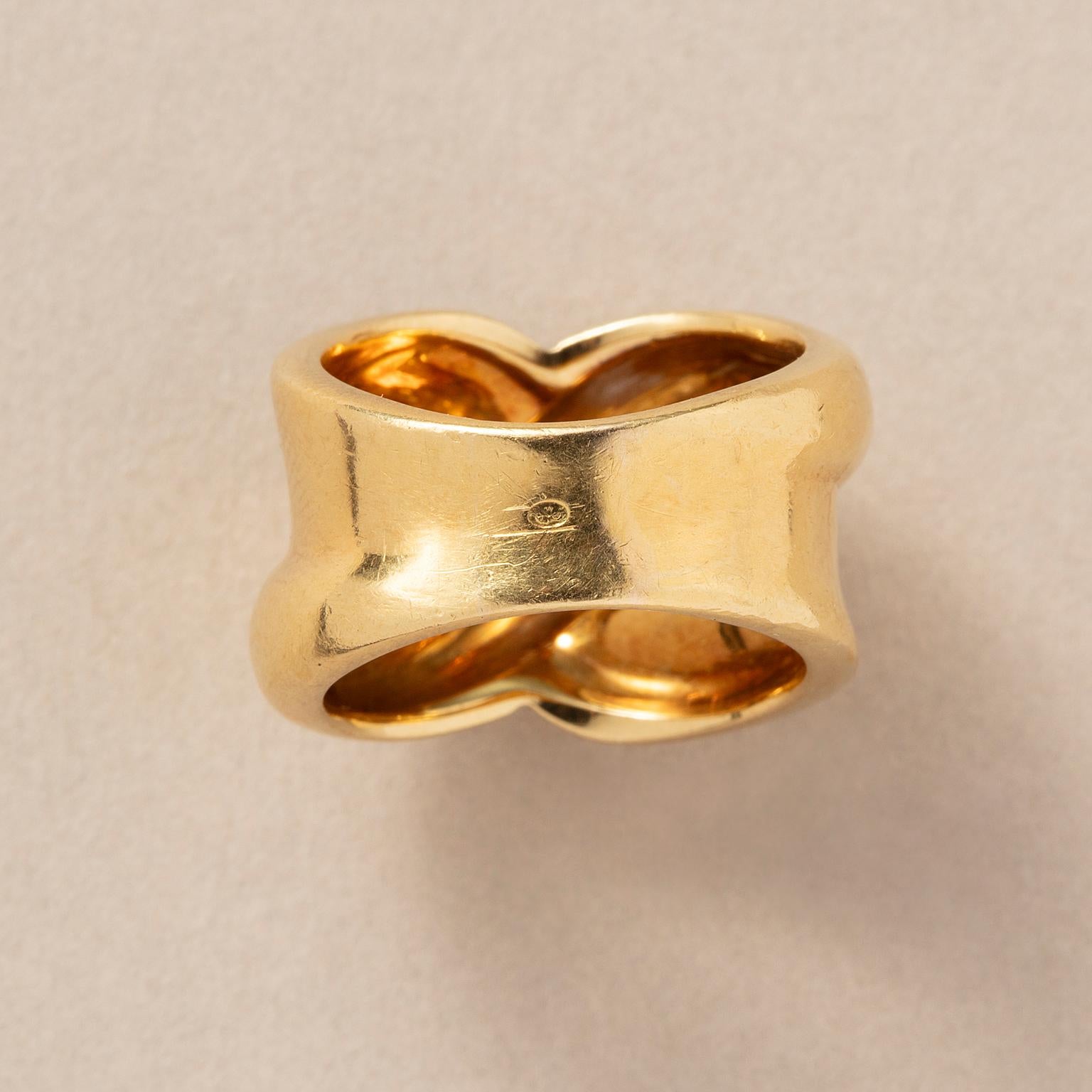 Women's or Men's An 18k Gold Wide Band Ring For Sale