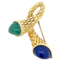An 18k, lapis lazuli and chrysoprase "Serpent bohème" brooch by Boucheron