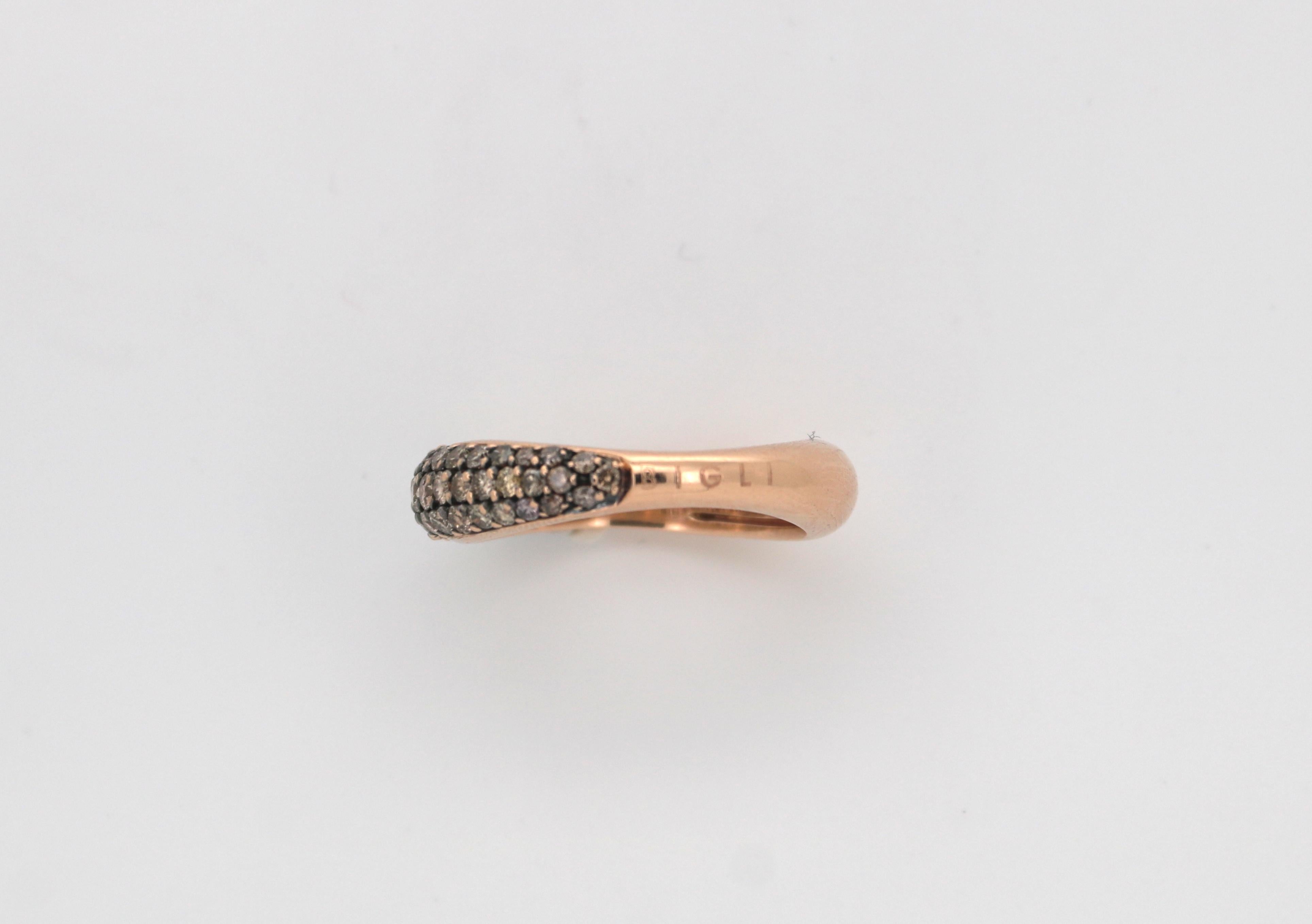 Ein Ring aus 18 Karat Rotgold und Diamanten von Bigli im Zustand „Hervorragend“ im Angebot in AMSTERDAM, NL