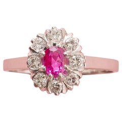 An 18k White gold Cluster Ring with Pink Sapphire and Diamond