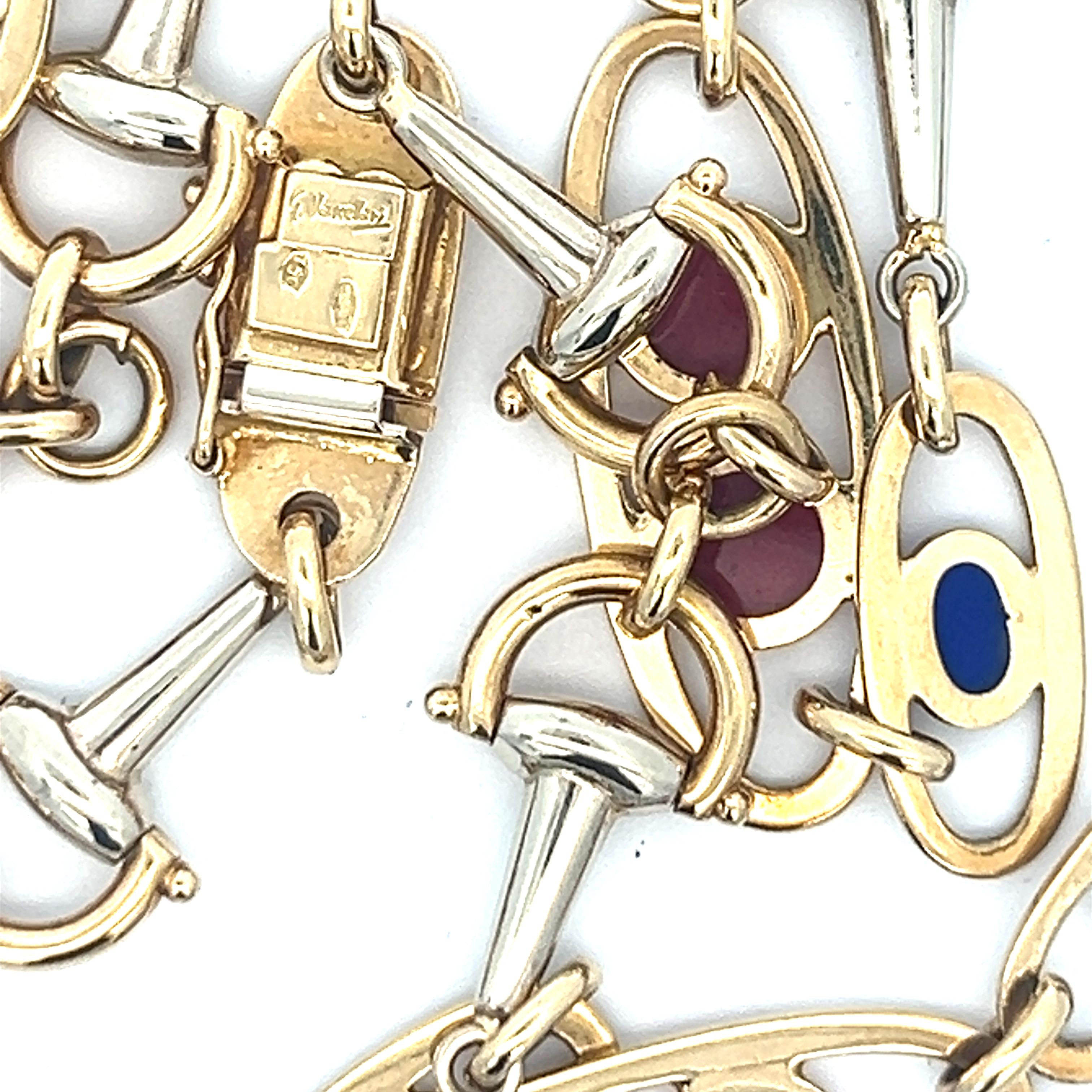 Une longue chaîne en or jaune 18 carats, or blanc 18 carats et émail de G. Vascellari Unisexe en vente