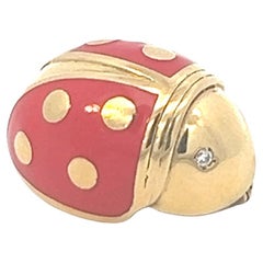 An 18k yellow gold and enamel Italian lady bird brooch, by Mappin & Webb