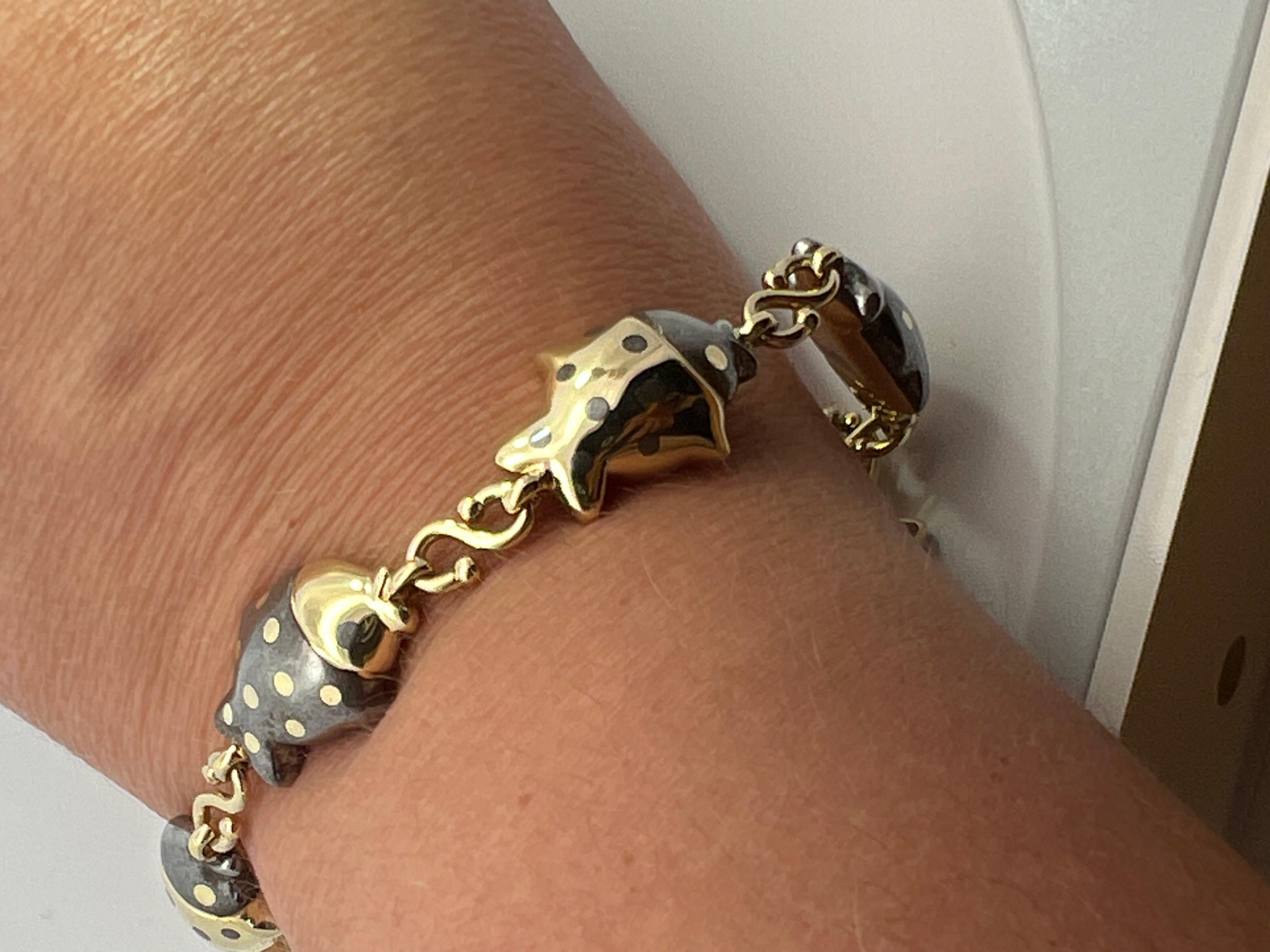 Ein Armband aus 18 Karat Gelbgold und brüniertem Stahl von Faraone / Tiffany & Co. im Angebot 8