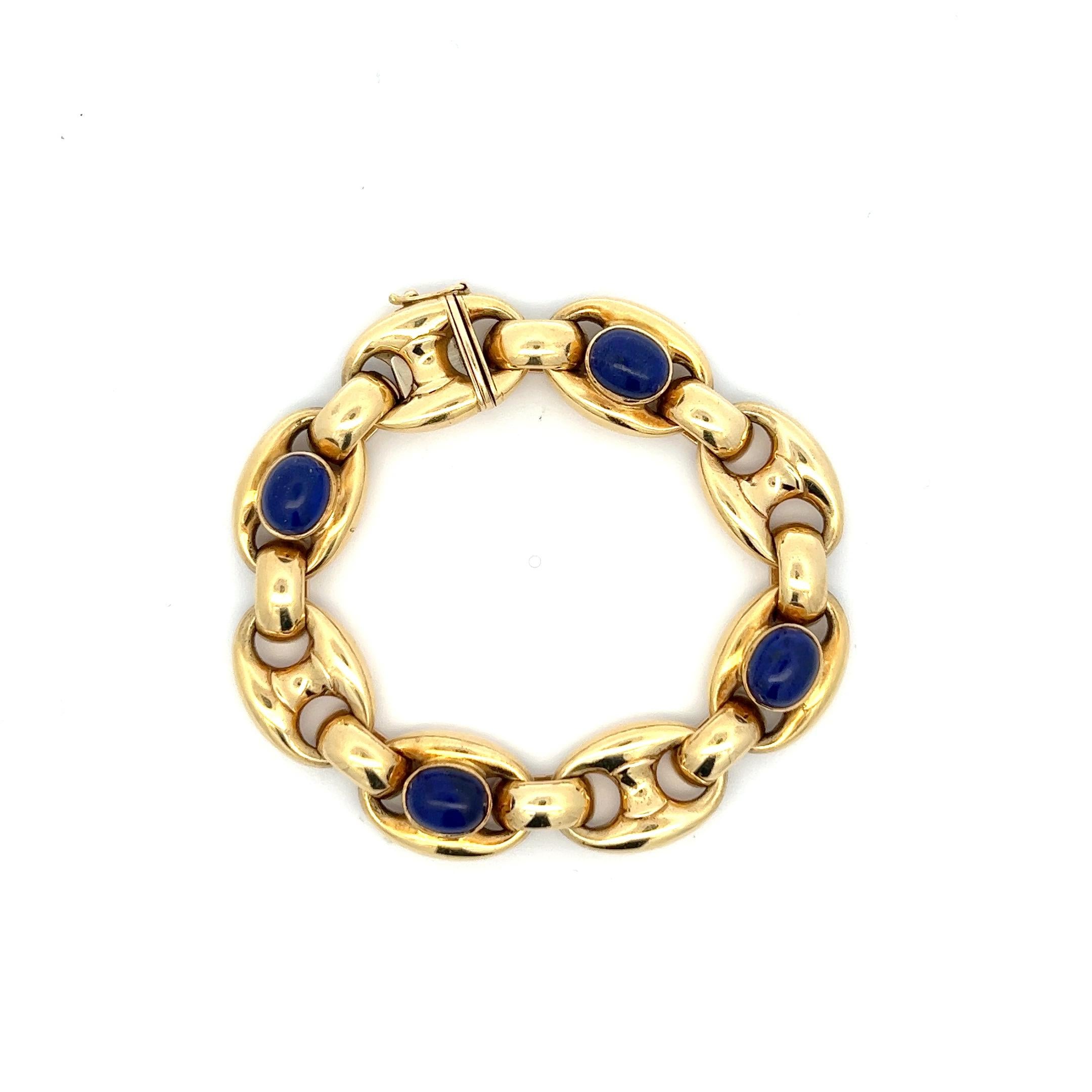 Un bracelet en or jaune 18 carats et lapis-lazuli de M. Rosa pour Fasano. Bon état - En vente à KERKRADE, NL
