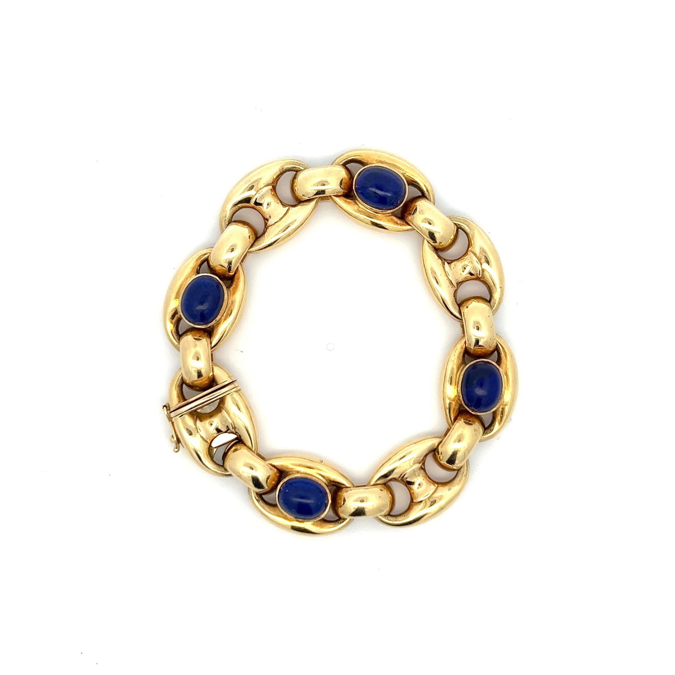 Un bracelet en or jaune 18 carats et lapis-lazuli de M. Rosa pour Fasano. Unisexe en vente