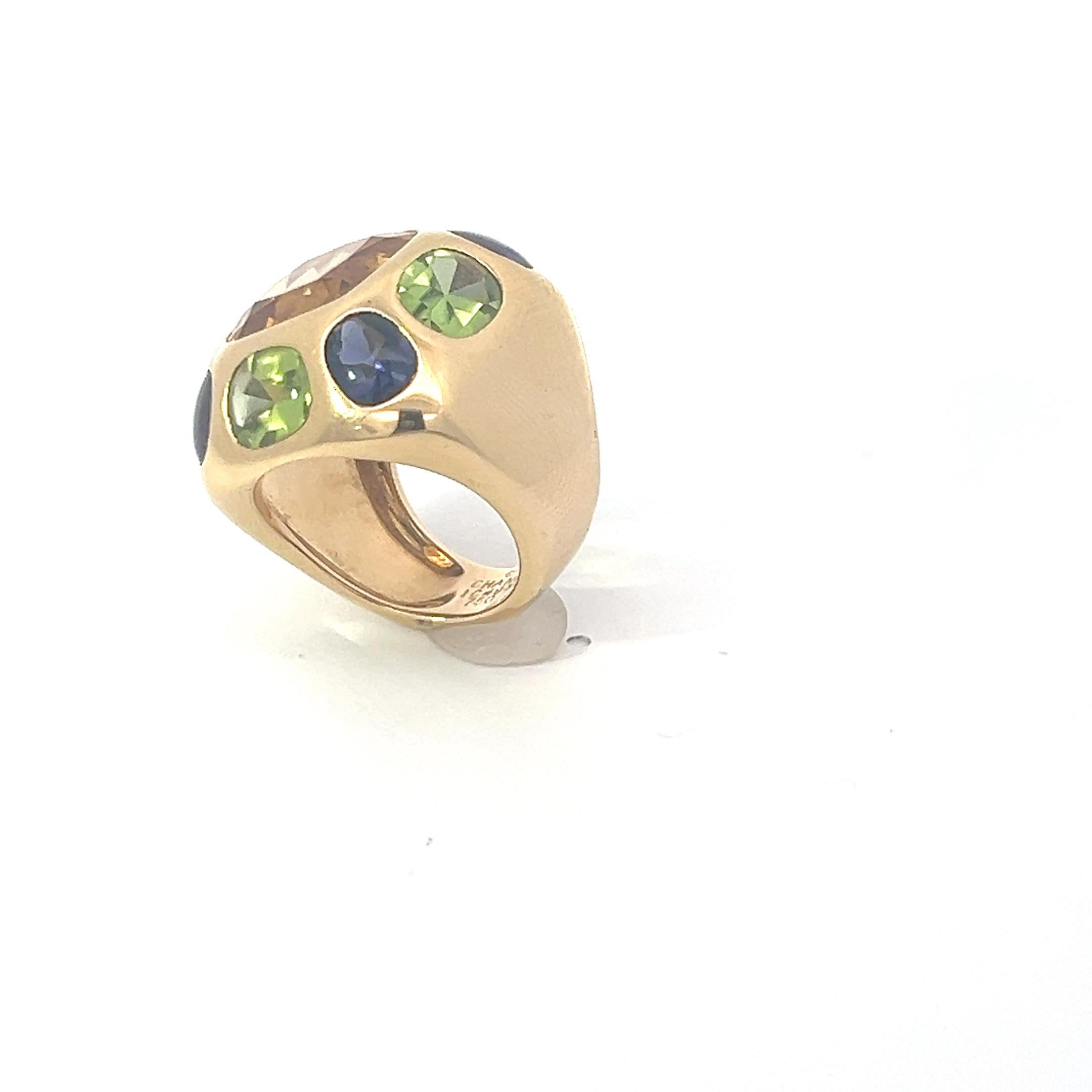 Women's An 18k yellow gold, Citrine, Peridot and Iolite ring by Chanel For Sale