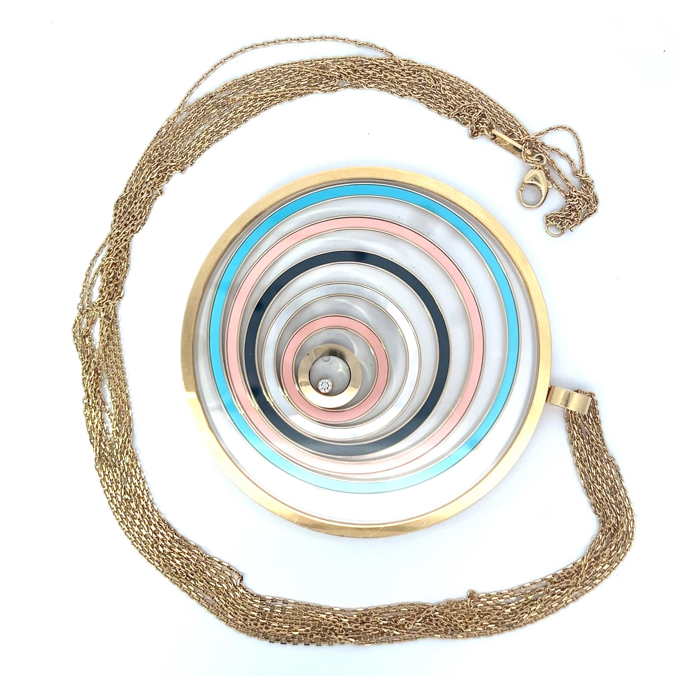 Pendentif Happy Spirit en or jaune 18 carats et longue chaîne de Chopard Bon état - En vente à KERKRADE, NL